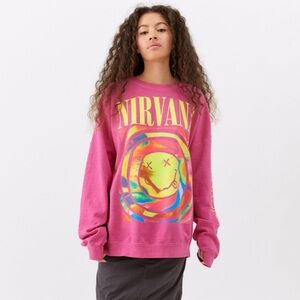 NEW UO Nirvana Smile Overdyed Crew Neckline Sweatshirt